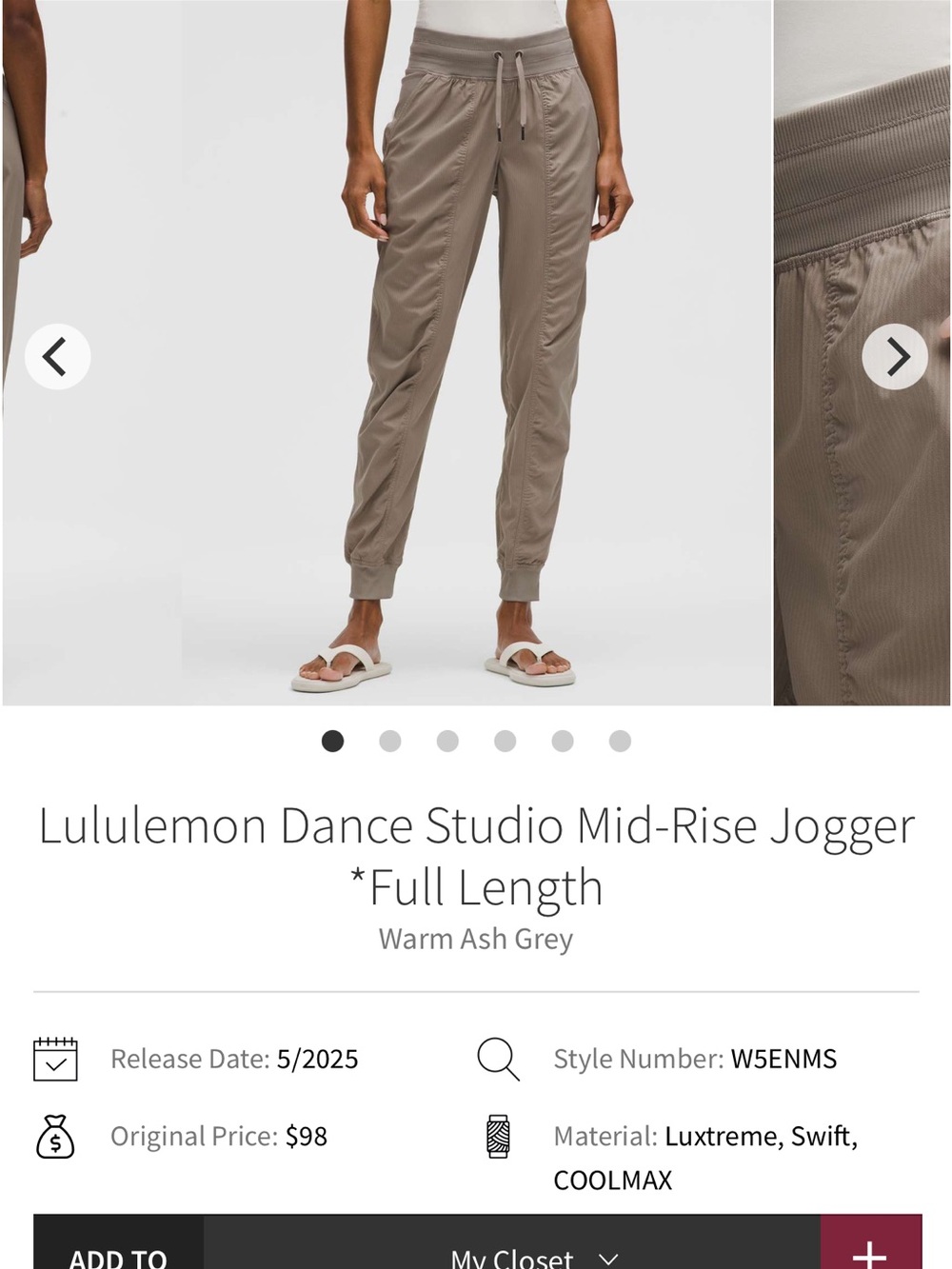 lululemon athletica Dance Studio Mid-Rise Jogger — Warm Ash Grey